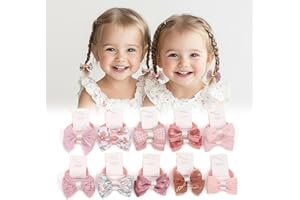 BIANHUAN Boutique Baby Bow Hair Accessories - 20 Pcs 1.2 Inch Elastics Ponytail Holders with Bows for Toddlers and Little Girls (Set-A)