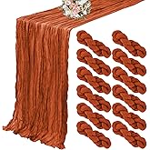 12 Pack Cheesecloth Table Runner 20 x 120 inch Cheese Cloth Table Runner Bulk,Romantic Boho Sheer Gauze Fabric Table Runners for Wedding Reception,Party,Bridal Shower Table Decor(Terracotta)