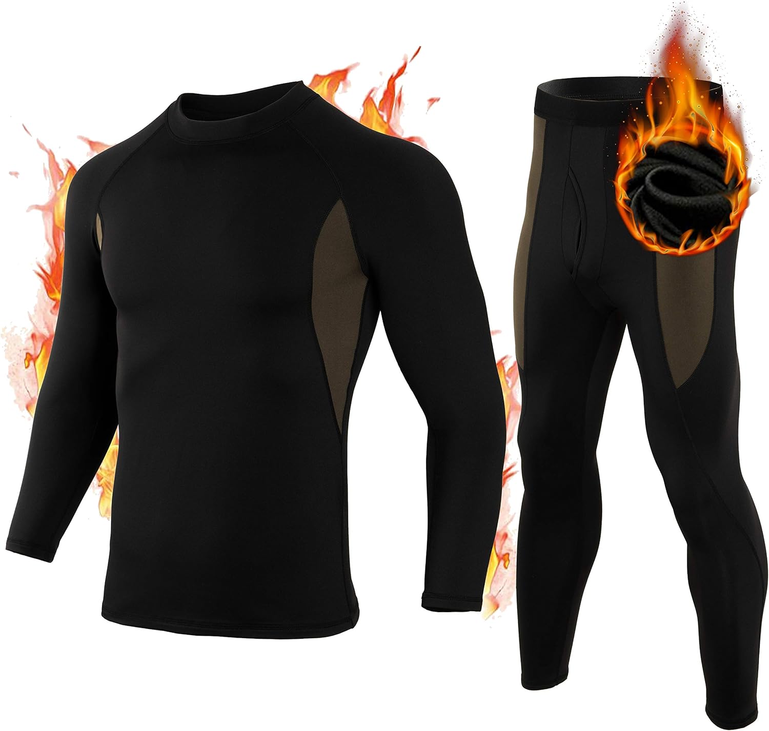 Thermal Underwear Set for Men Sport Soft Compression Fleece Base Layer