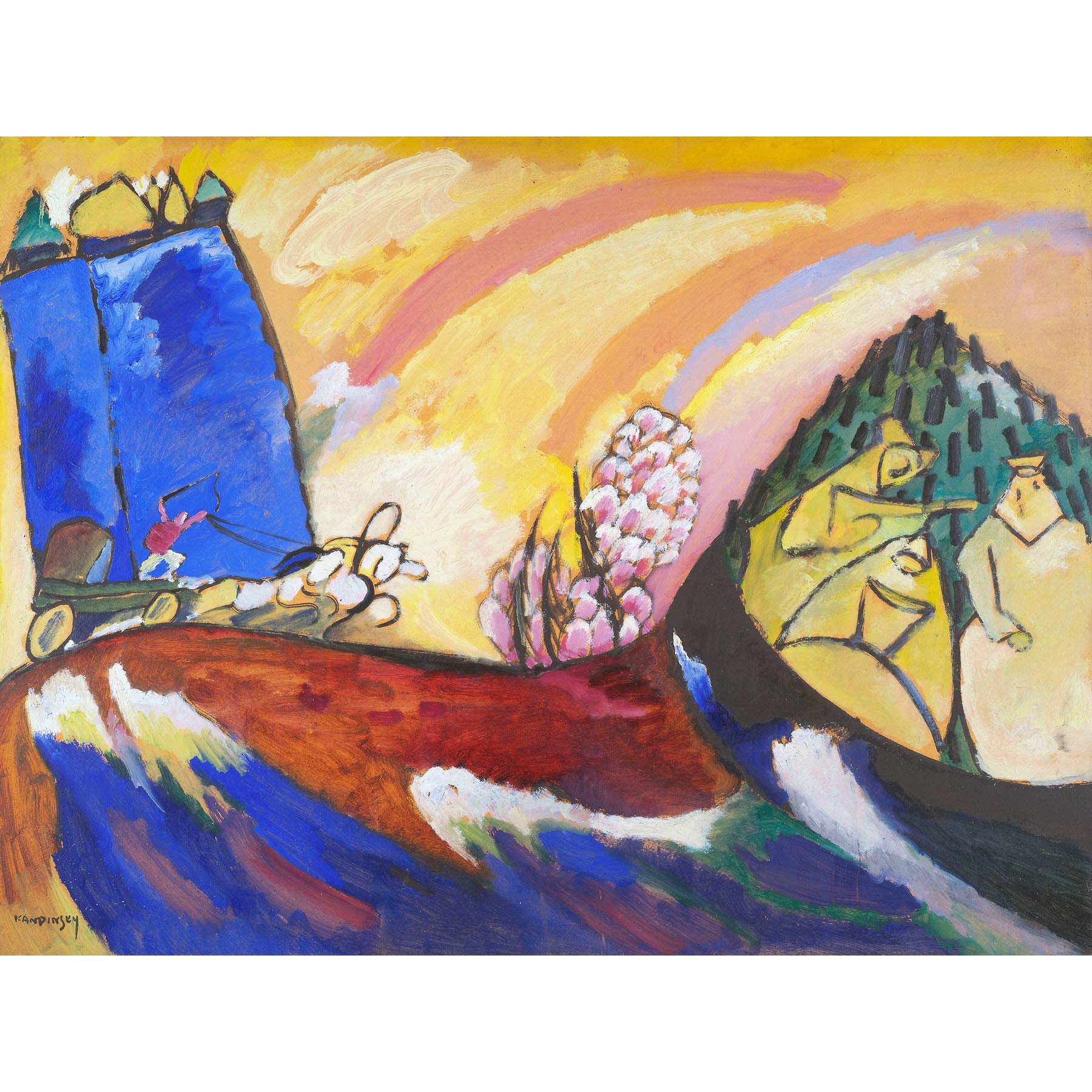 Kandinsky Troika Colourful Impressionist Landscape Painting Large Wall Art Print Canvas Premium Mural