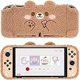 GeekShare Cute Plush Protective Case Cover Compatible with Switch - Shock-Absorption and Anti-Scratch - Plush Bear (For Switch OLED)