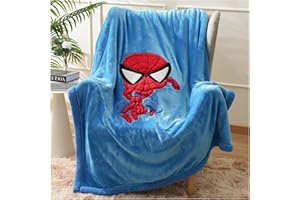 ressber Kids' Lightweight Fluffy Cozy Stitch Flannel Animal 3D Embroidered Throw Blanket Sherpa Blanket Sofa Shaggy Blankets Gifts for Girls (Spider-Man, Throw(50''×60''))