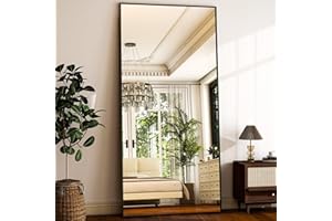HARRITPURE 78" x 35" Full Length Mirror - Full Body Mirror/Rectangle Floor Mirror Aluminun Alloy Frame Body Mirror for Cloakroom Bedroom Standing Mirrors,Black