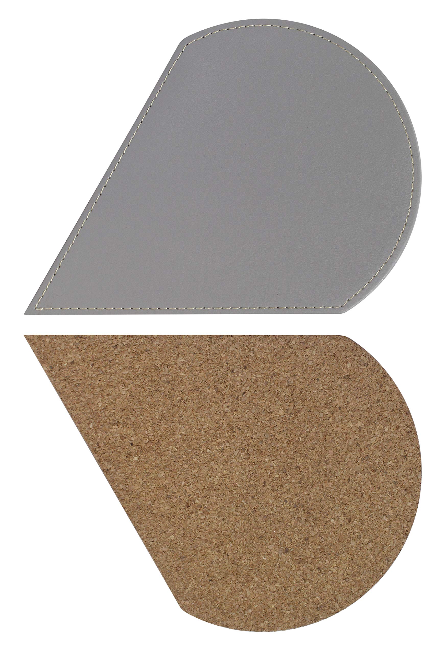 FreeForm Reversible CONNECT Petal, Grey, 24.7 x 18x 1.1cm, creative placemats, faux leather with cork on Reverse, mix and match