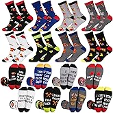 Haysandy 8 Pairs Men Funny Crew Socks Christmas Gifts Athletic Socks for Men Christmas Birthday Holiday Stocking Stuffer