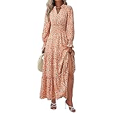 PRETTYGARDEN Women's Floral Maxi Dress 2026 Fall Long Sleeve V Neck A Line Long Flowy Spring Party Boho Dresses