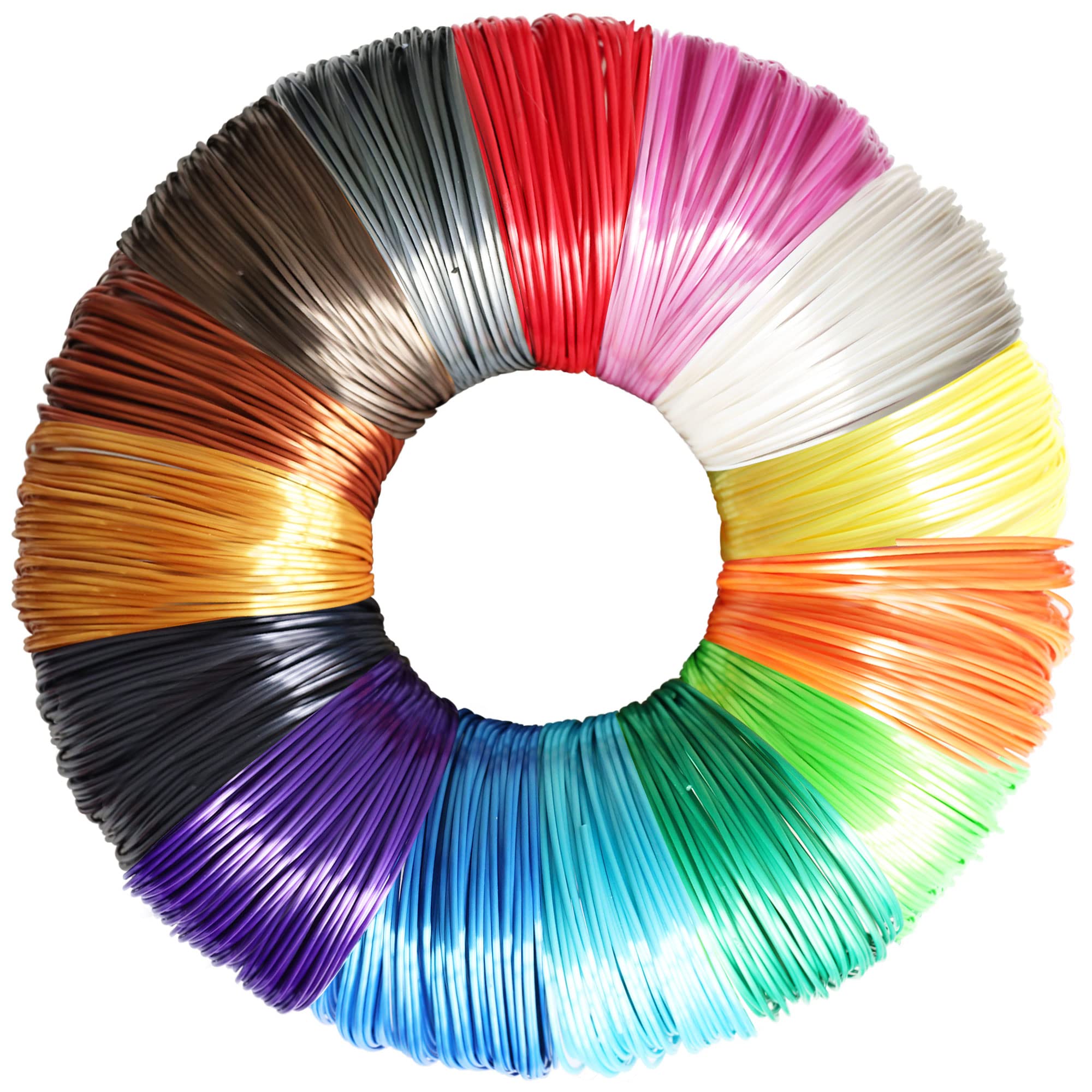 Photo 1 of DO3D 15 Bright Colors 1.75mm 3D Pen Silk PLA Filament Refill, Each Color 4m, Total 60m 3D Printer Silk PLA Sample Pack, Compatible with FDM 3D Printer and 3D Pen, Not Support for 3Doodler Pen