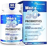 Probiotics for Men, Advanced 50+ Mens Probiotic, Comprehensive Gut & Energy Support with 850 Billion CFU, 1800mg Prebiotics Fiber β Tailored Wellness mens probiotics for gut health over 50, 90 Capsule