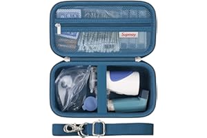 Supmay Hard Case for Portable Nebulizer Handheld Mesh Inhaler Spacer Nebulizers Machine for Adults & Kids Travel Household Use, Protective Holder Bag with Mesh Pocket for USB Cable, Battery, Blue