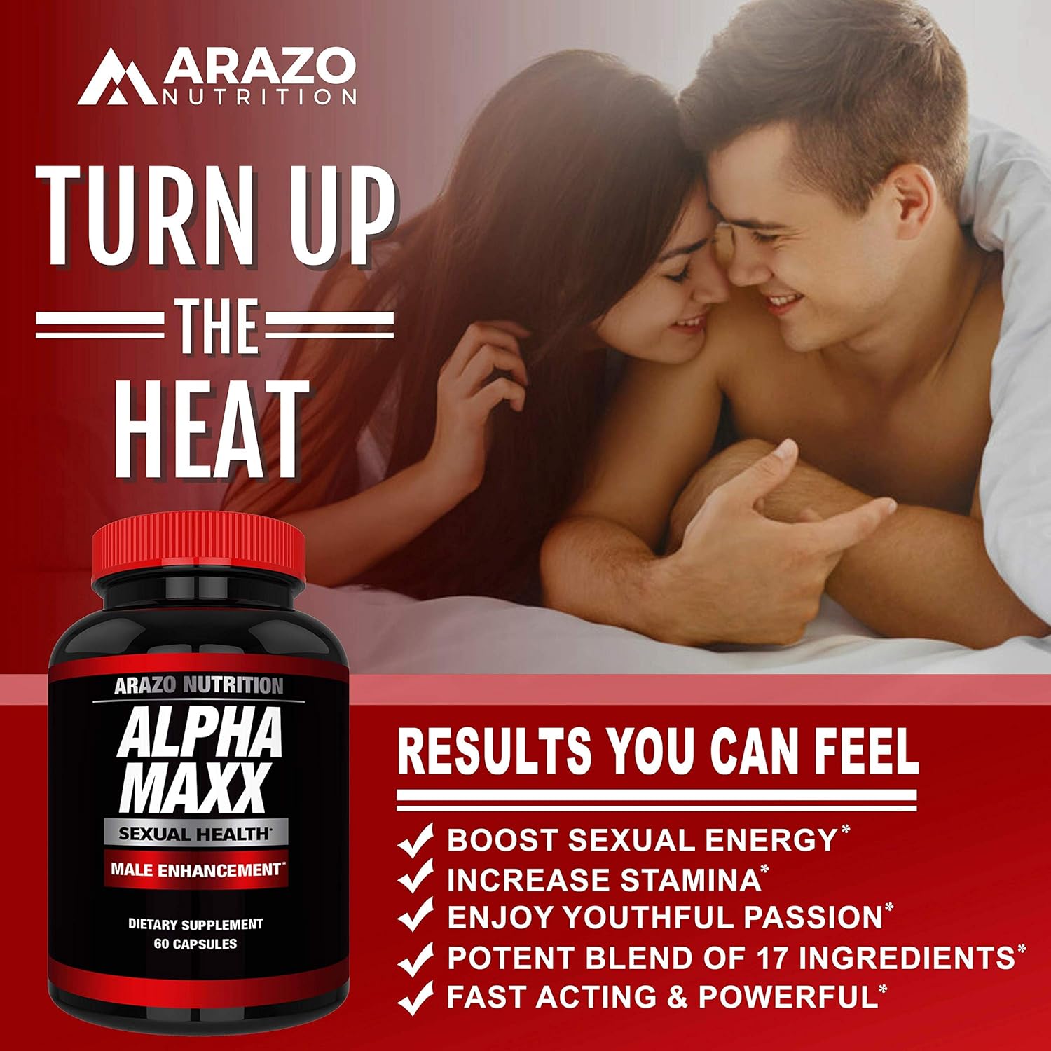 AlphaMAXX Male Enhancement Supplement - Ginseng, Muira Puama, Tribulus - 60 Herbal Pill - Arazo Nutrition: Health & Personal Care