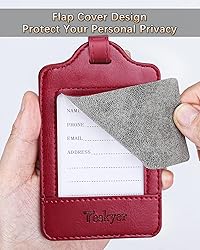 Teskyer Luggage Tags, 3 Pack Premium PU Leather