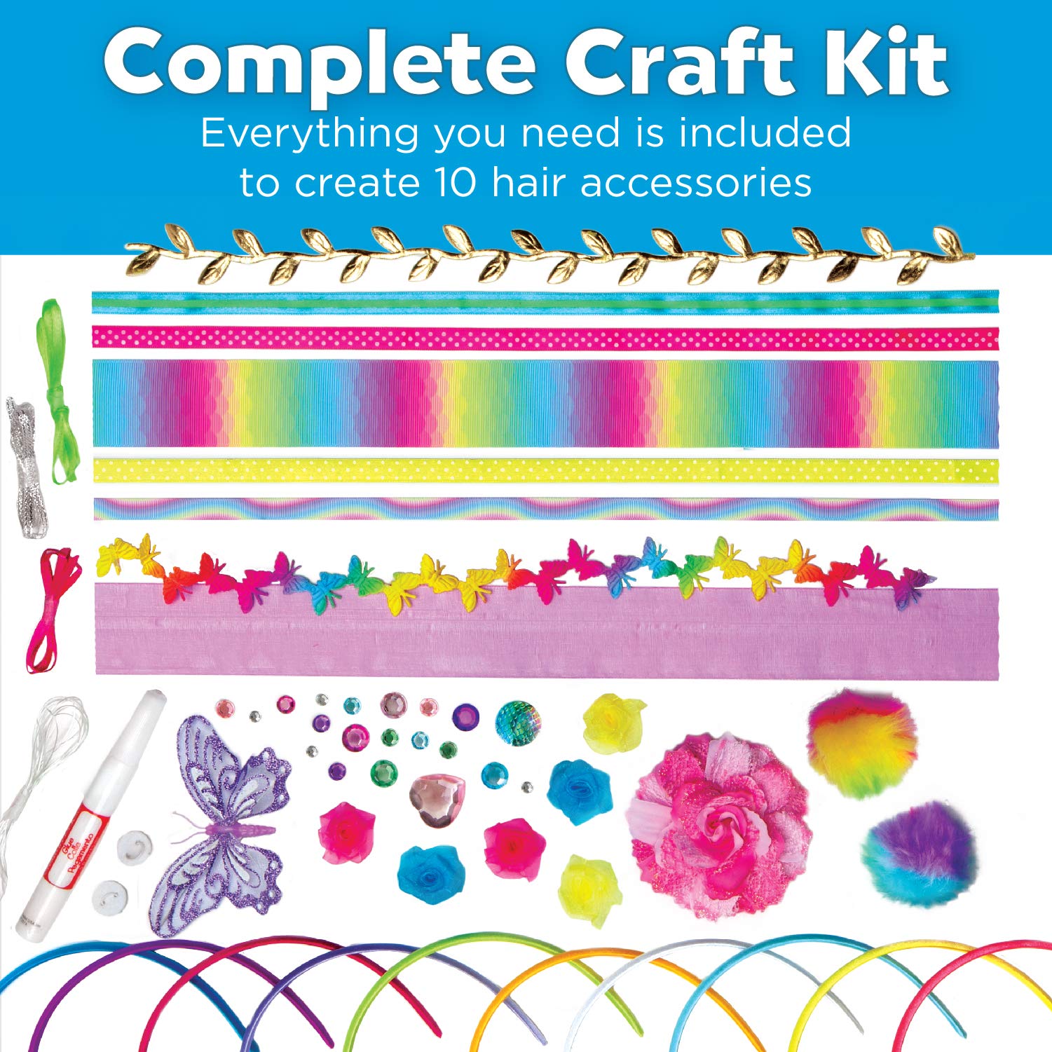 Creativity for Kids Fashion Headband Making Kit - Makes 10 DIY Headbands, Arts and Craft Kits for Ages 5-7+, Kids Activities, Birthday Gifts for Girls