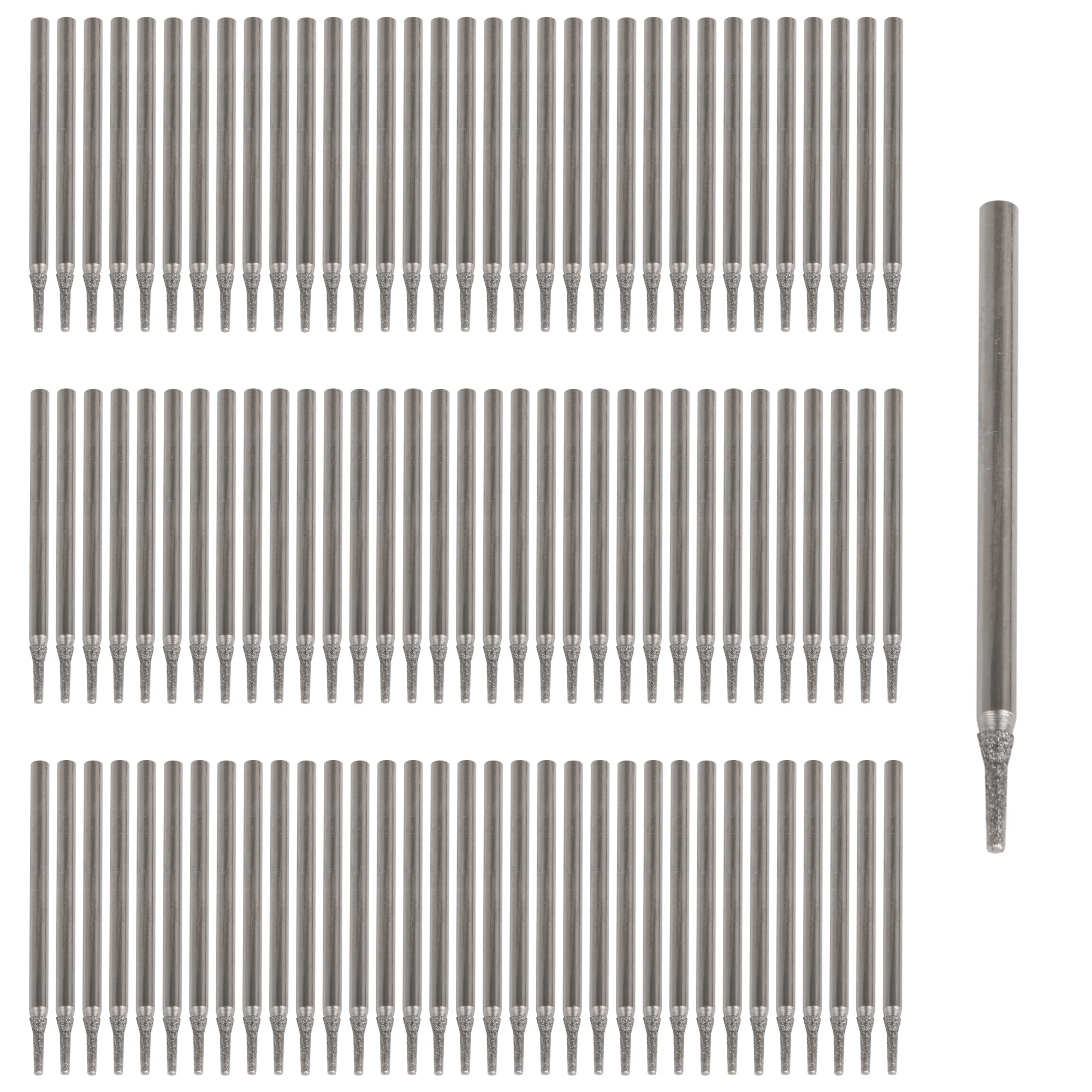 BQLZR 1mm Silver Gemstones Diamond Burrs Engraving Drill Bits Jewelry Jade Carving Drill Hole Tools Pack of 100