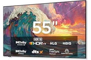iFFALCON 55-Inch Class QLED 4K Smart TV, Ultra-Slim Picture Frame TV, 144Hz, HDR, Art Mode w/AI Art, Wide Color Gamut, Dolby Vision IQ, Dolby Atmos, Google Assistant Voice Remote(55F75, 2025 Model)