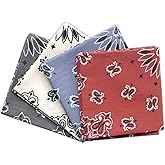 Colter Co. 4 pack Paisley Bandana - USA Made Classic Pattern Multi-purpose Bandanas For Men and Women, 100% Cotton