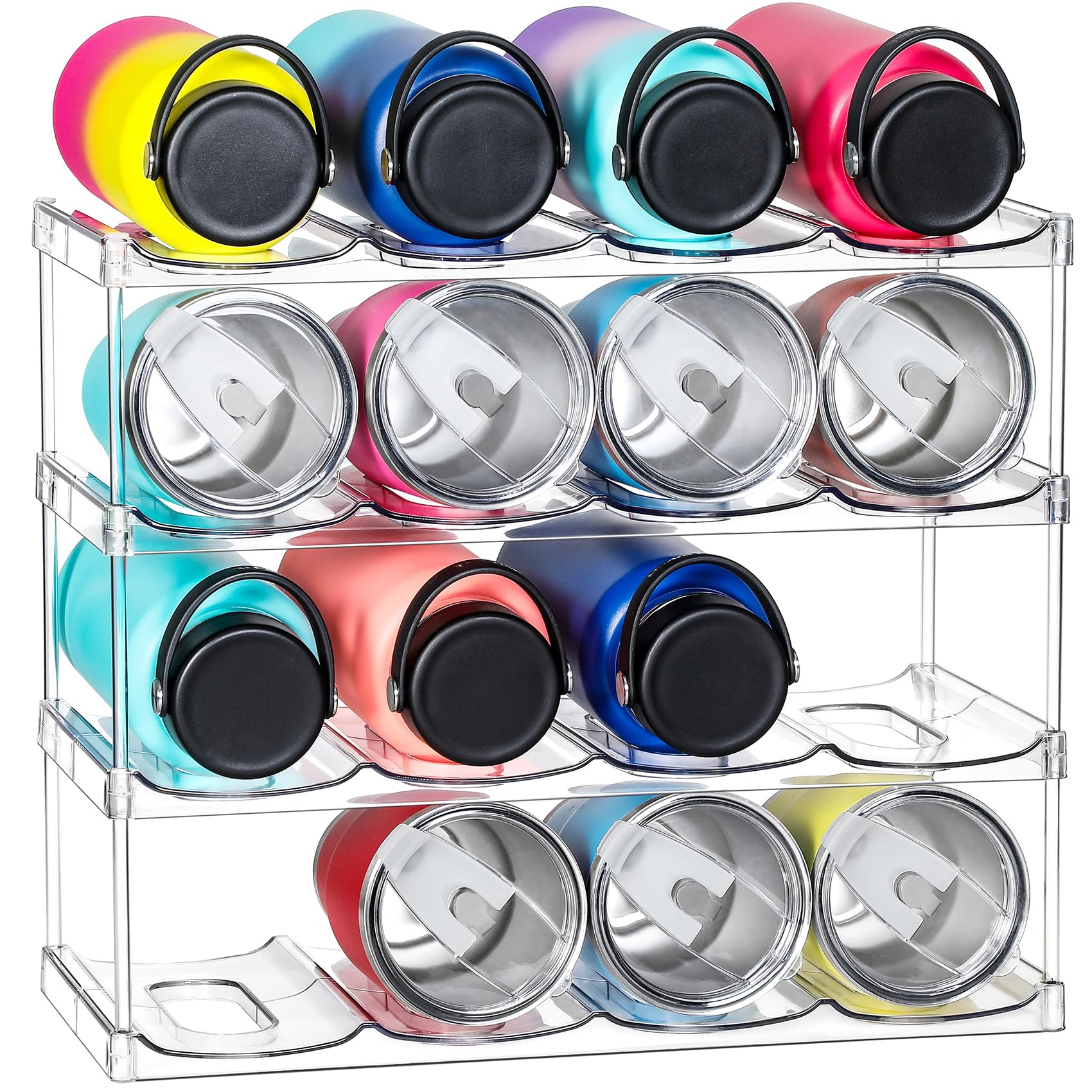 Photo 1 of ***MISSING PARTS***
LARGER Compartment - 4 Tier Stackable Water Bottle Organizer Holder - for Stanley 40oz & Others' Large Tumbler - Clear Wine Rack, 16 Cup Bottle Holder for Cabinet Home Countertop Fridge Pantry Shelf