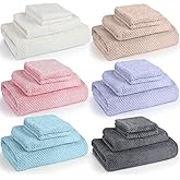 Peryiter 24 Pcs Bath Towels and Washcloths 6 Sets Microfiber Bathroom Beach Pool Large Towel Set Coral Velvet Highly Absorbent Soft for Fitness Sports Yoga Travel Spa Hotel(Stylish Color)