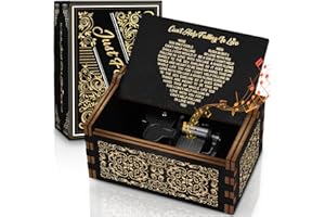 CUISH Gifts for Men Women, Auto Play Music Box-Can't Help Falling in Love, Large Wood Engraved Musical Boxes Case for Lover, Valentine Birthday Gift for Boyfriend Girlfriend Couple