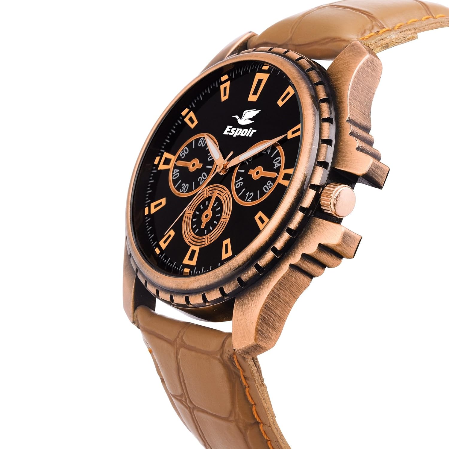 espoir analog black dial men's watch - dz-gr0401-blk-brw