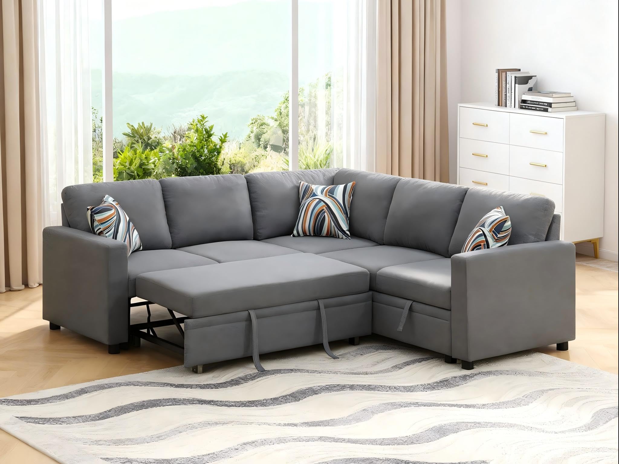 Photo 1 of *partial set* Trygoal Pull Out Sleeper Sofa, Sectional Couches for Living Room, Gray (only one box) 