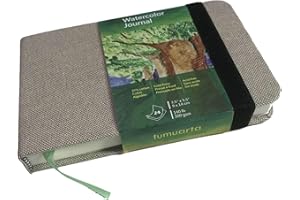 Watercolor Journal, 3.5x5.5”, 140 LB, 300 GSM, tumuarta Cotton Paper, Cold Press, 24 Sheets, 48 Pages, Watercolor Paper Sketchbooks for Use As Travel Notebook and Mixed Media Pad On The Go