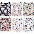 ALVABABY Baby Cloth Diaper 6 Pack with 12 Inserts One Size Cloth Diaper Covers Adjustable Washable Reusable for Baby Girls and Boys