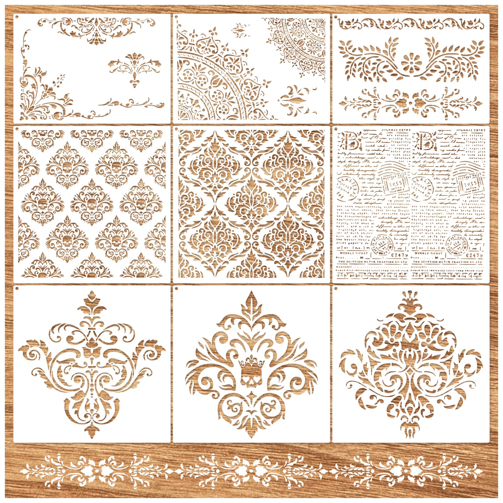 Large Damask Stencils for Walls Drawing Corner Border Stencil Reusable ...