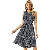 Allegra K Women's Midi Floral Dresses Summer Casual Wedding Guest Sleeveless Dress