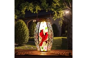 SUNNYGARDEN Cardinal Outdoor Solar Lanterns Waterproof 13.8" Large Hanging Solar Lantern Decorative Cardinal Solar Lights for Outside Yard Table Patio Garden Pathway Lawn Cardinal Gifts