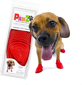 PawZ Dog Boots | Rubber Dog Booties | Waterproof Snow Boots for Dogs | Paw Protection for Dogs | 12 Dog Shoes per Pack (Colored)
