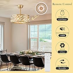 CATINER Crystal Caged Ceiling Fans with