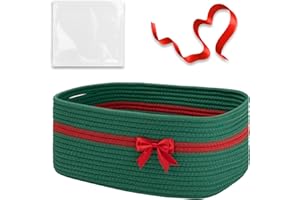 OIAHOMY Christmas Basket, Woven Basket for Gifts Empty with Gift Bags and Ribbons, Rope Basket for Decorations, Storage Baske