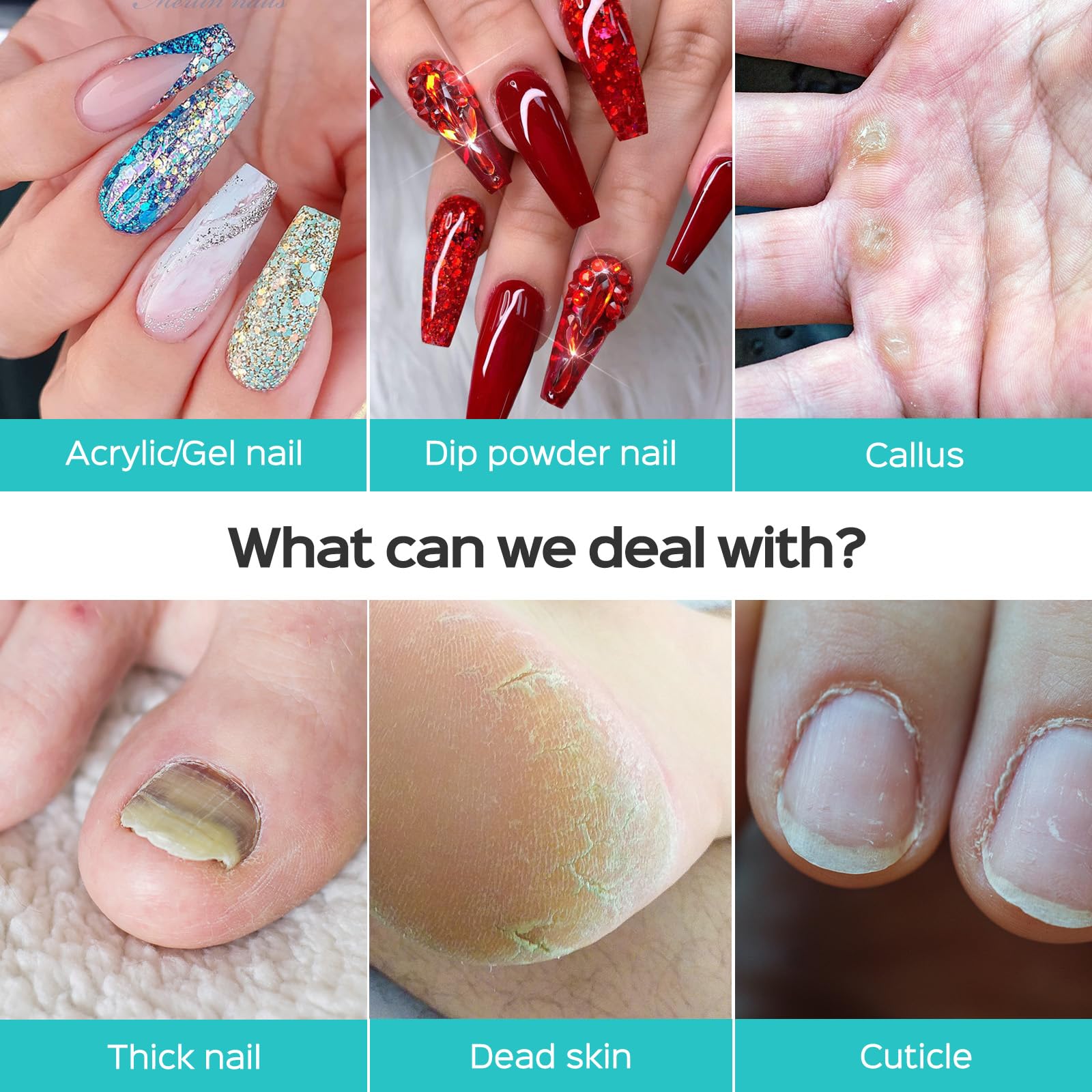 COSLUS Cordless Electric Nail Drill File: Nail Drill Machine with Stepless Speed Knob for Acrylic Gel Dip Powder Polish, Professional Portable Manicure Pedicure Rechargeable for Home Salon Use White - Image 6