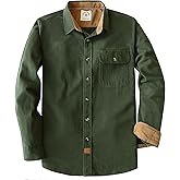 Dubinik® 6 oz Flannel Shirt for Men Long Sleeve Casual Button Down Brushed 100% Cotton Shirt