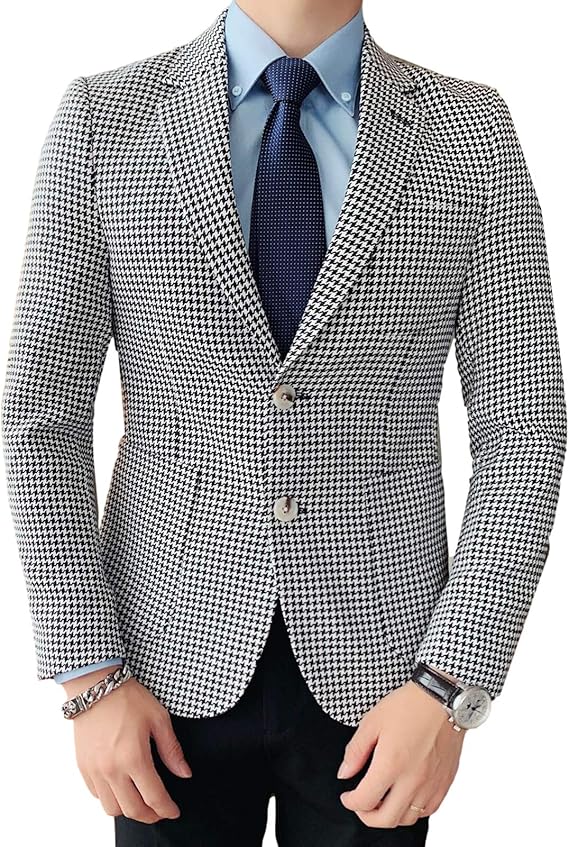 Amazon Co Jp Wenergyテーラードジャケット ブレザー 細身 千鳥格子 大きいサイズ スーツ ジャケット メンズ ビジネス アウターカジュアル 服 ファッション小物