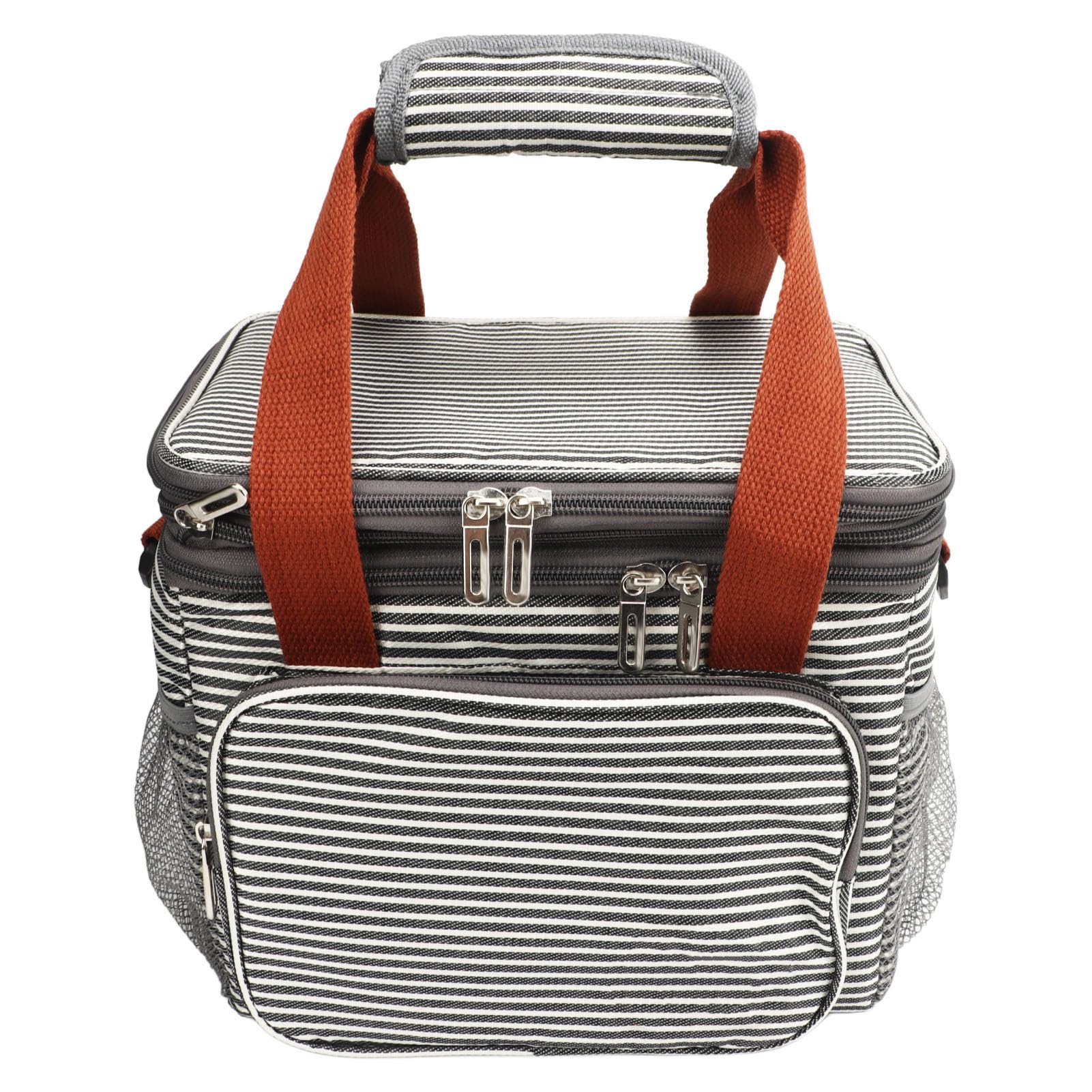 Fockety Insulated Lunch Bag for Women Men, Portable Large Capacity Lunch Cooler Bag for Adult, Double Zipper Leakproof Insulated Lunch Box with Adjustable Shoulder Strap for Outdoor