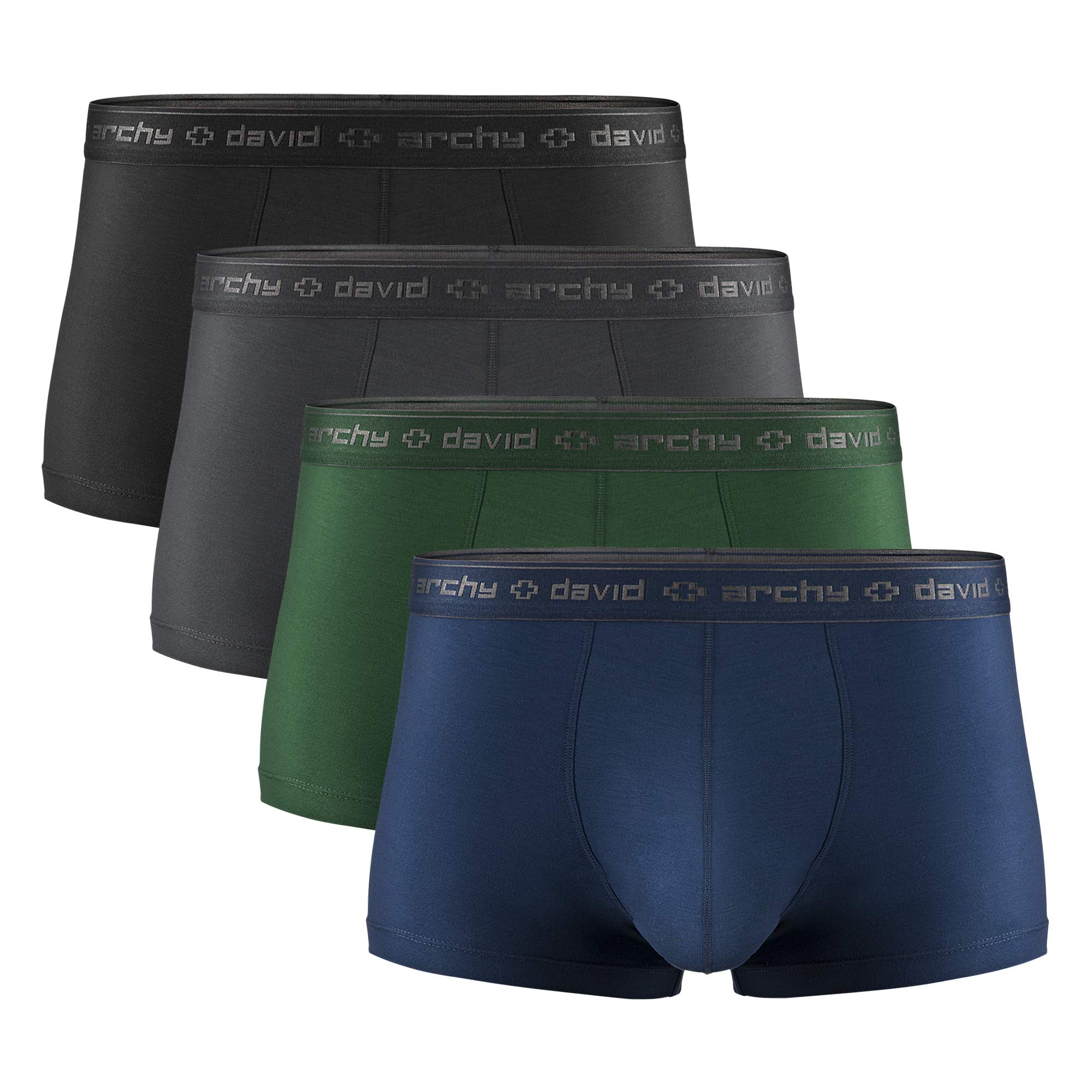 Men's Dual Pouch Underwear Micro Modal Trunks Separate Pouches with Fly 4 Pack