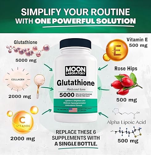 Moon Laboratory Glutathione 5000mg (Reduced Form) with Collagen & Vitamin C. Skin whitening Booster, Fights hyperpigmentation, Master antioxidant, Immune Support, Liver Detox. 60 softgels in Kenya | Whizz Combinations Moon Laboratory Glutathione 5000mg (Reduced Form) with Collagen & Vitamin C. Skin whitening Booster, Fights hyperpigmentation, Master antioxidant, Immune Support, Liver Detox. 60 softgels in Kenya | Whizz Combinations