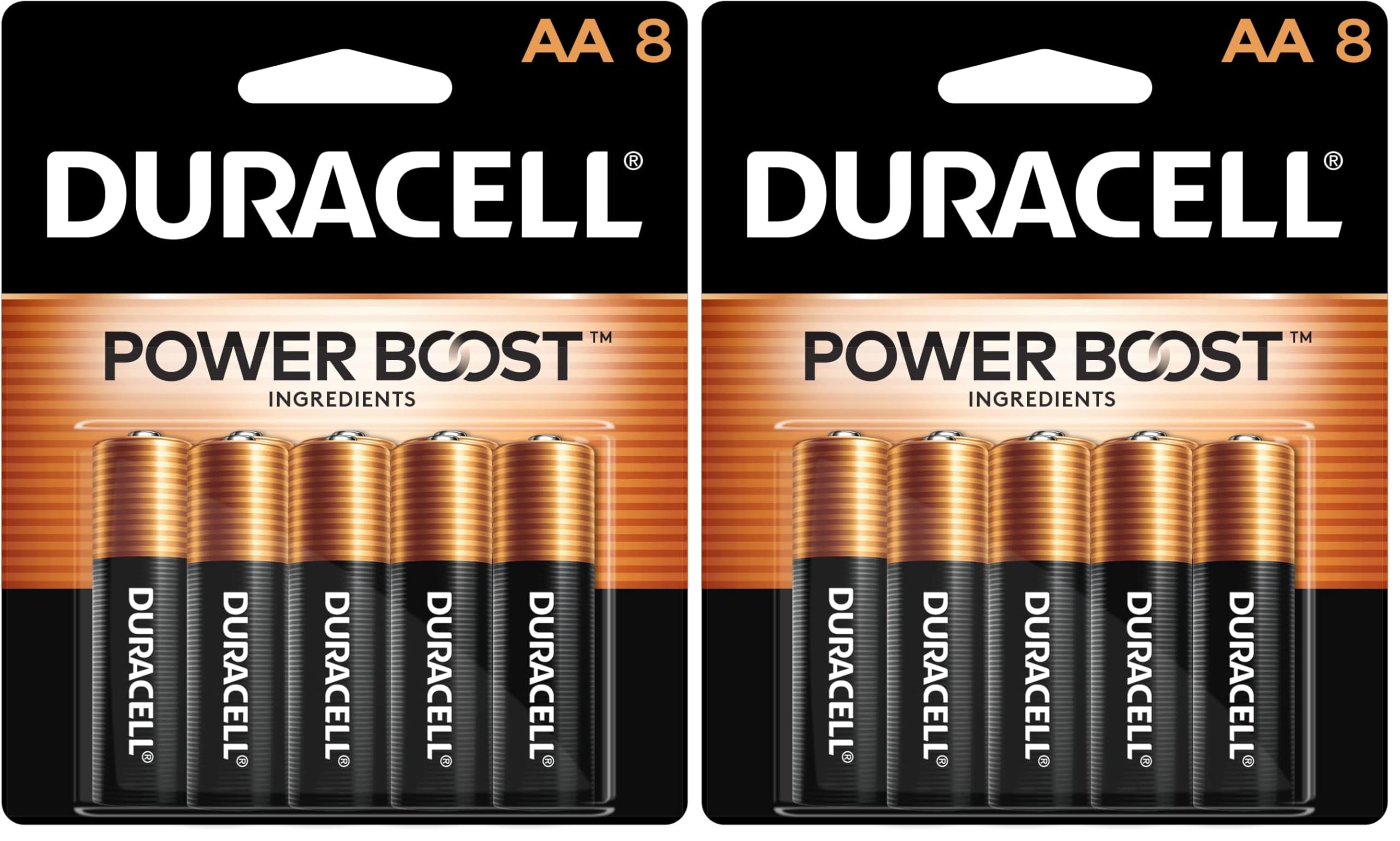 Duracell AA Batteries, Alkaline, 8 Count | Coppertop | Power Boost | Long-Lasting | For Household Devices