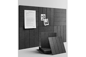 Fluxynara Felt Bulletin Board Tiles Large 36" x 24"Cork Board Alternative-6 Pack with 40 Adhesive Tabs, Thick Slat Wall Panels for Office Decor, Push Pin Board Wall Organizer Alternative-Charcoal Gray