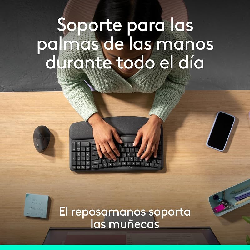 Wave Keys, Teclado ergonómico inalámbrico (Grafito)
