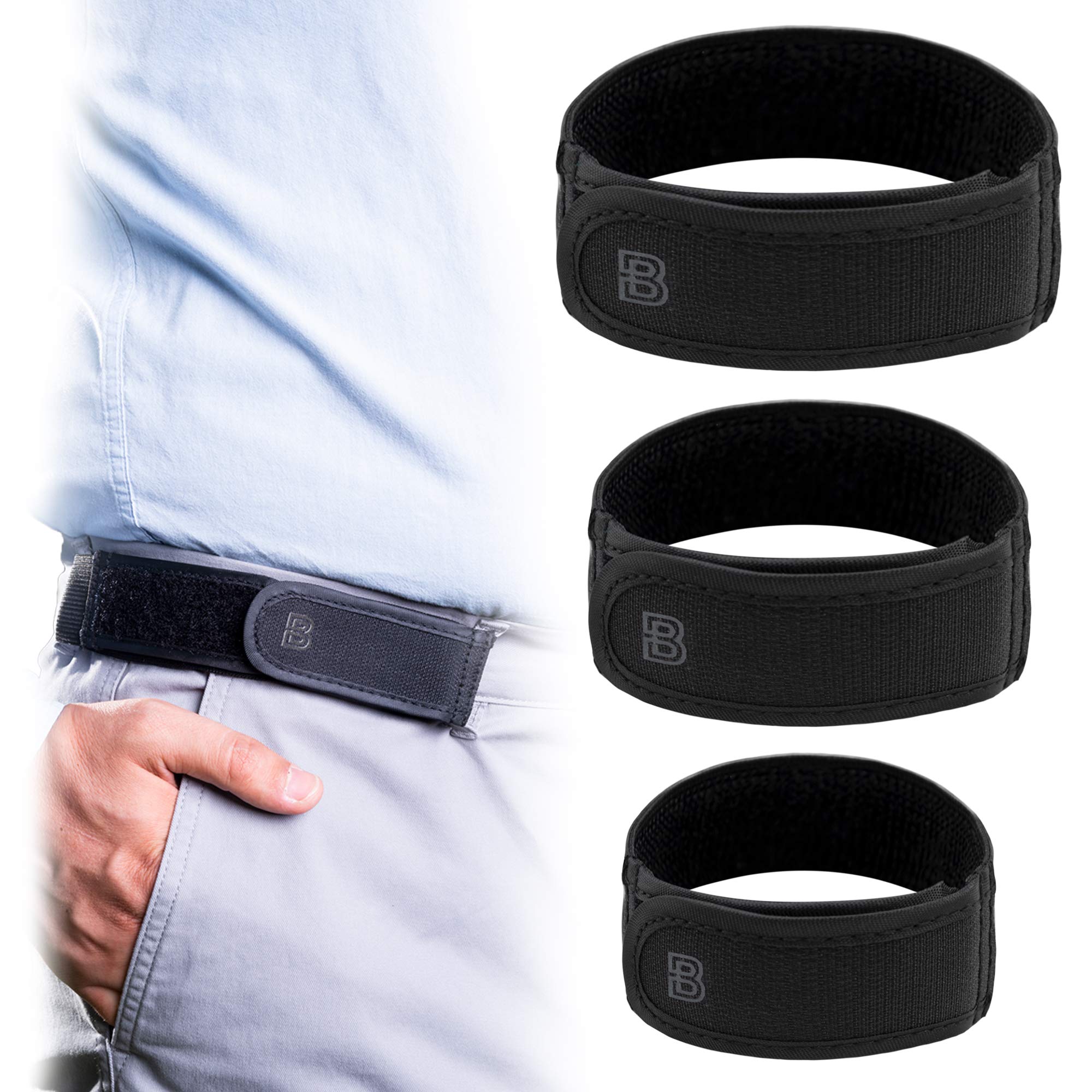 BeltBro Titan MultiPack No Buckle Elastic Belt For Men — Include 1 Small, 1 Medium, 1 Large Belts — Fits 1.5 Inch Belt Loops