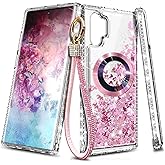 NGB Supremacy Magnetic for Samsung Galaxy Note 10 Case, Rose Gold | Compatible with Magsafe | with Diamond Wrist Strap Lanyard, Glitter Floating Liquid Cute Phone Cover