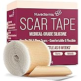NUVADERMIS Silicone Scar Tape for Surgical Scars - 120" x 1.5" Roll - Extra Long Medical Grade Silicone Scar Tape for C-Secti
