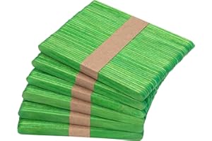 WISYOK 240 Pcs Green Popsicle Sticks for Crafts, 4.5 Inch Christmas Wooden Craft Sticks, Ice Cream Sticks, Christmas and St Patricks Day Crafts, Great for DIY Creative Designs and Children Education