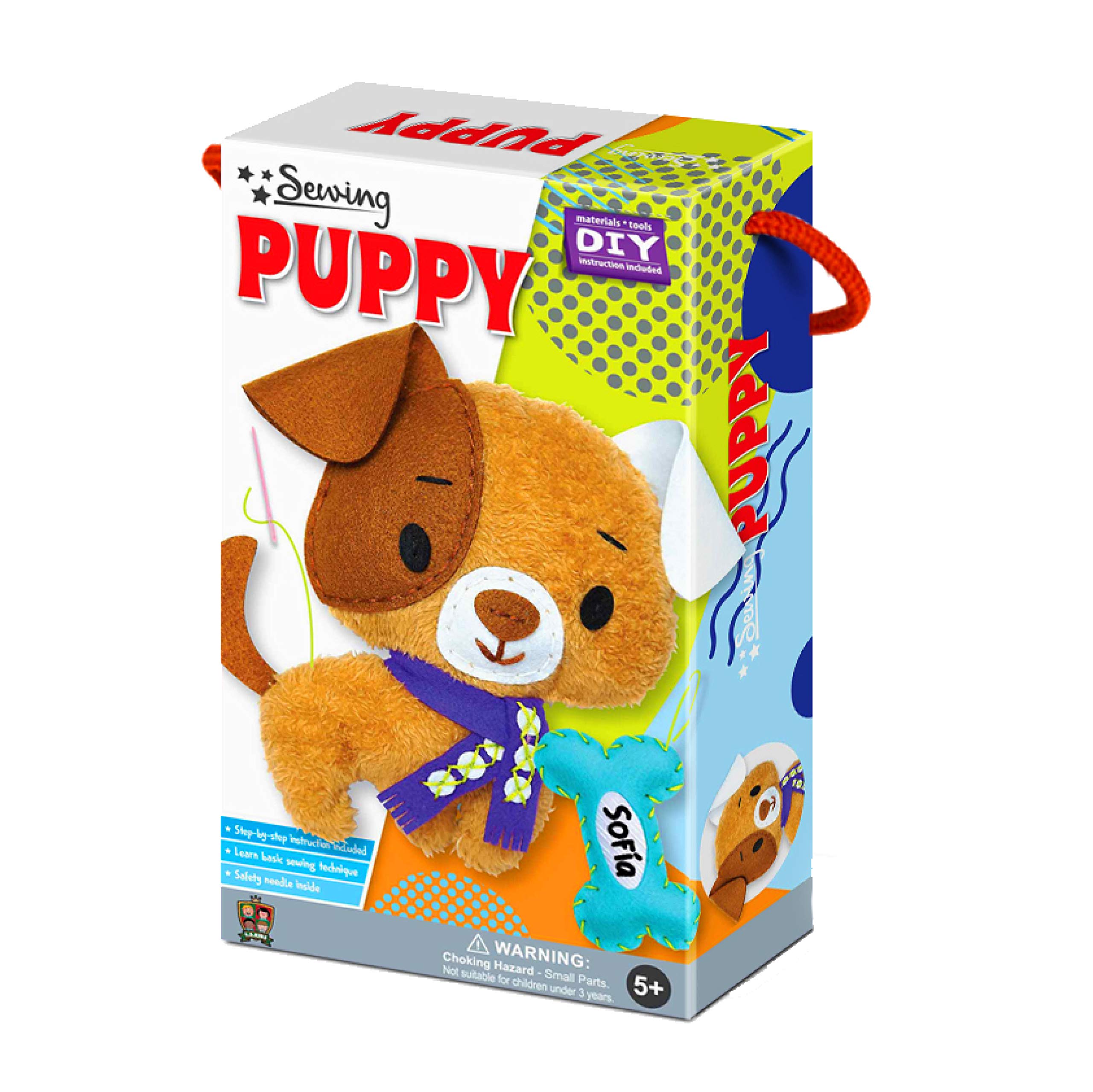 C.S. Kids Magic World DIY Personalised Puppy Sewing Kit |Frist Sewing Arts & Crafts Gifts | Educational Sewing Kit for Kids | Sew Your Own Dog (Safety Neddle & Instruction Included)