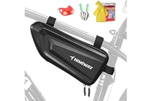 Himiway Bike Frame Bag EVA Hard Shell Bike Rack Bag IP65 Waterproof Bicycle Frame Bag Carbon Pattern PU Top Tube Bike Bag with Logo Reflective Strips Bike Bags Frame Large Capacity Fit Most Bike Frame