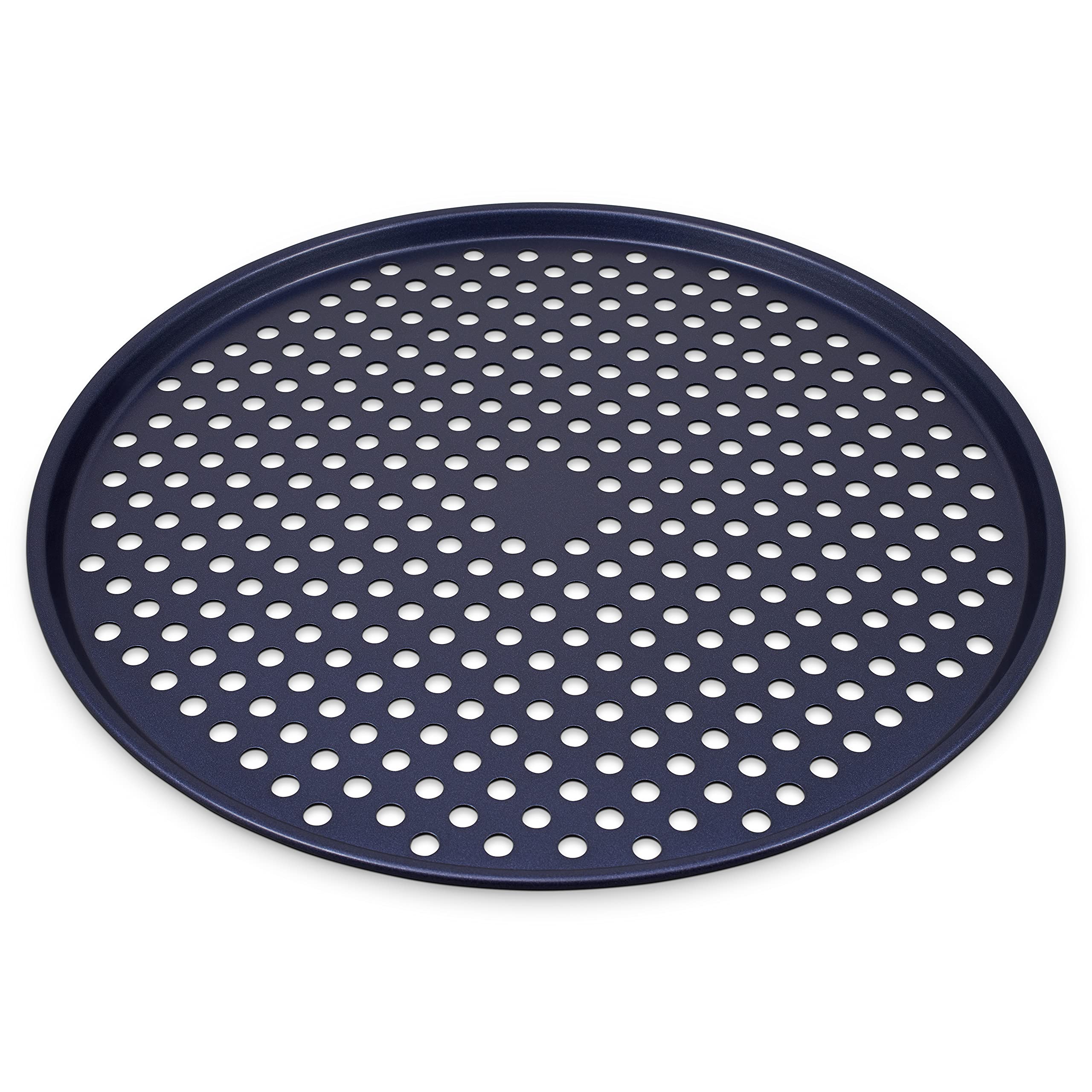 Zyliss Non-Stick Pizza Tray, 36cm/14in, PFAS Free Carbon Steel, Dark Blue, Pizza Pan/Baking Tray for Pizza Oven, Dishwasher Safe