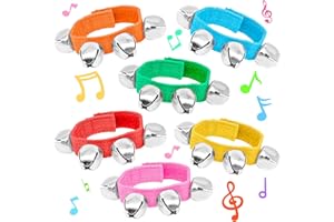 WHKVNNG 6 PCS Christmas Wrist Bells,Wrist Band Jingle Bells,Percussion Instruments Musical Rhythm Toys,Adjustable Musical Hand Bells for Chrismtas Party Favors Decorations