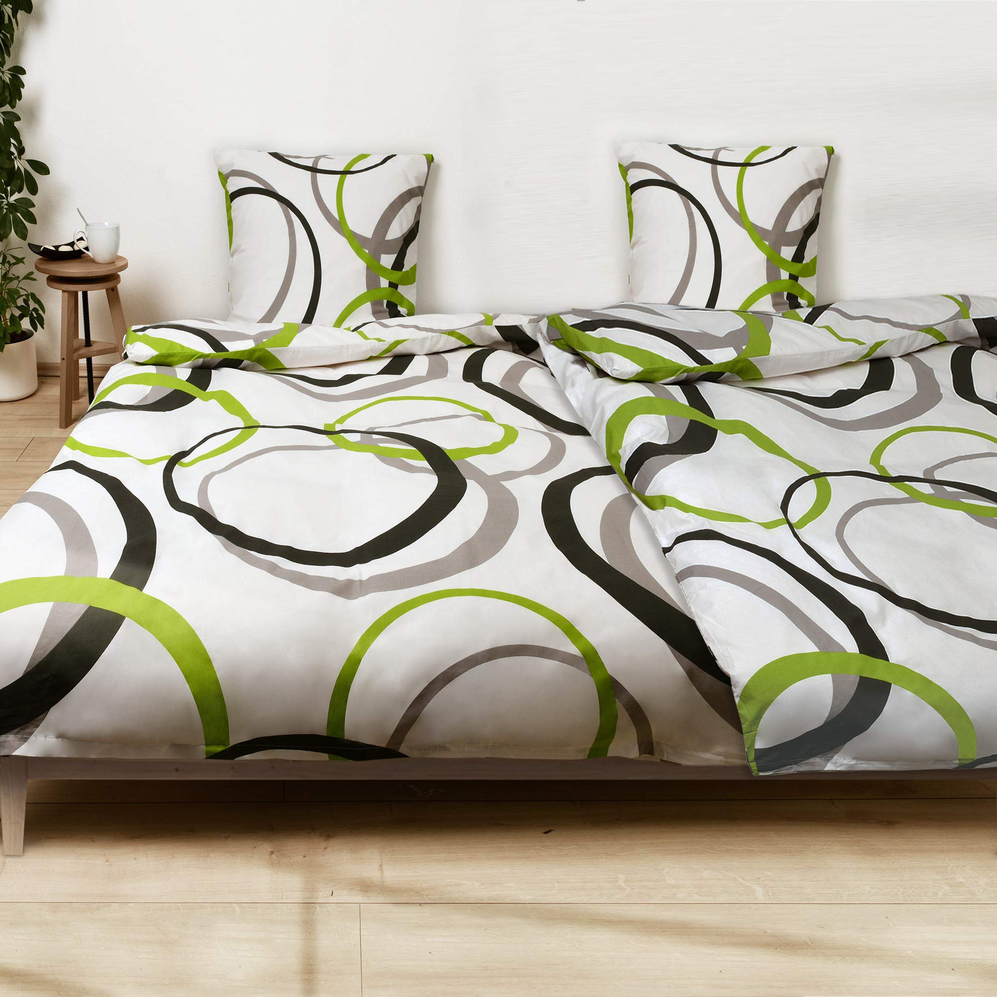 Beautissu Renforcé Bedding 135x200 cm 2 Duvet Cover Set Nina – Bed Linen Set 100% Cotton Cover with Zipper – All Season Duvet Set 2x Duvet Cover & 2x Pillowcase 80x80 cm